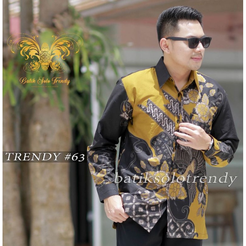 MOTIF KUNING KEMEJA BATIK / BAJU BATIK LENGAN PANJANG KAIN HALUS MURAH LAPIS FURING