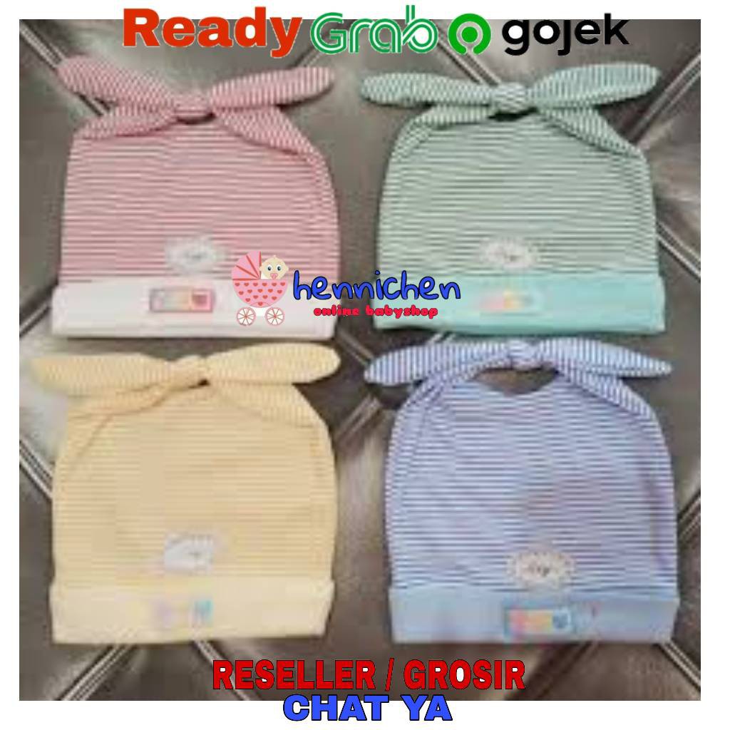 MIYO Topi Kelinci Bayi/Baby SALUR GARIS  (0-3M) SNI