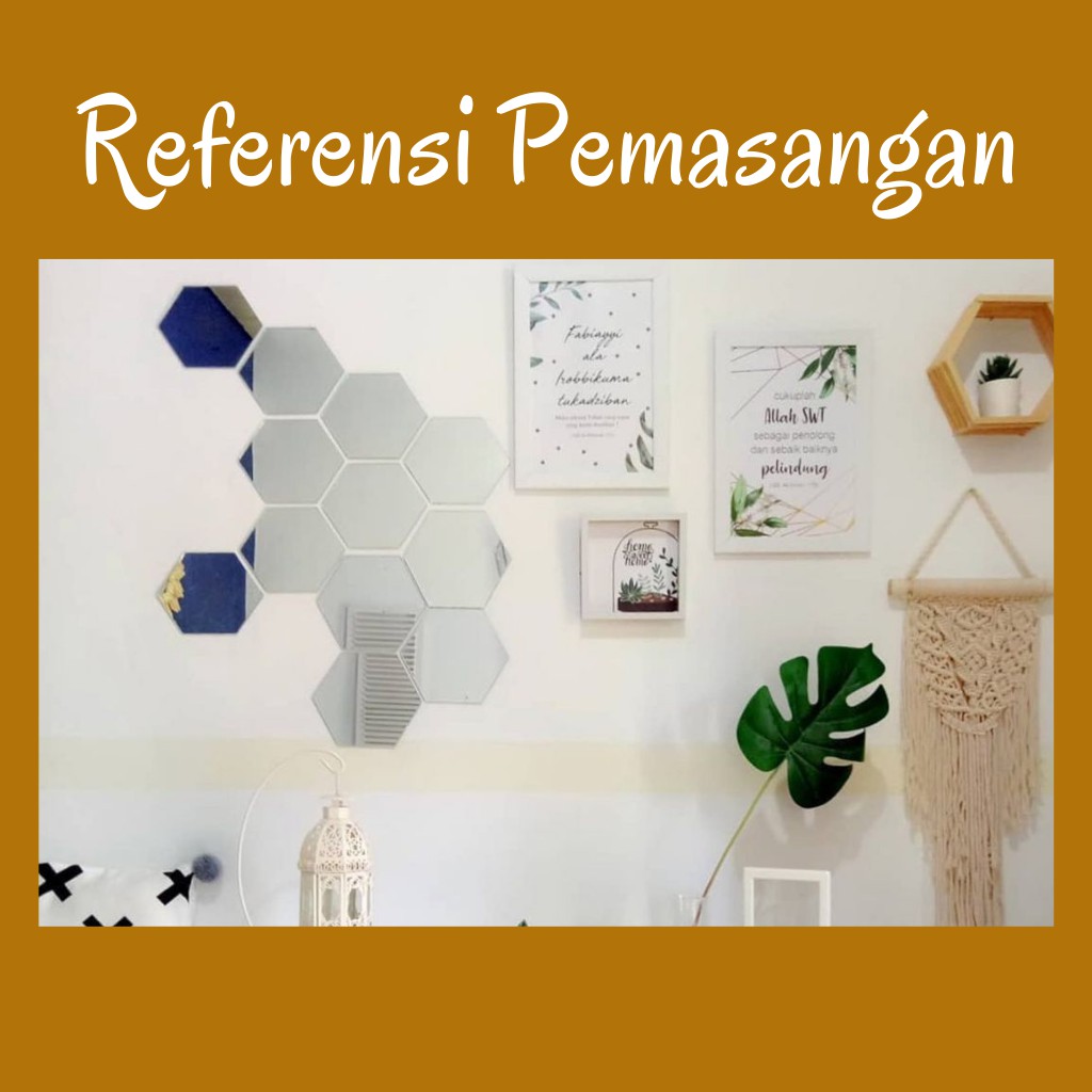 MINIMALY Cermin Hexagonal (cermin asli) 16x14 Cermin aesthetic Kaca Cermin Dinding Cermin tempel-4