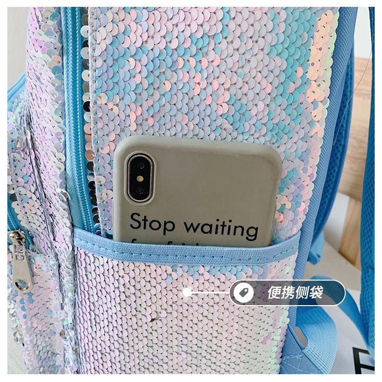 Tas Ransel Sequin Unicorn Besar TRU025 dan kecil TRU026 backpack reversible anak perempuan TK SD