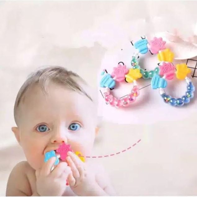 Rattle Teether kerincing gelang Gigitan Bayi dengan Kerincingan theeter gelang