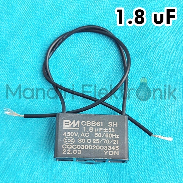 Kapasitor Kipas Angin Kotak 1.8 mikro - Capasitor Fan Cosmos 1,8 uf - Kapasitor Kipas Angin 1,8 Mikro