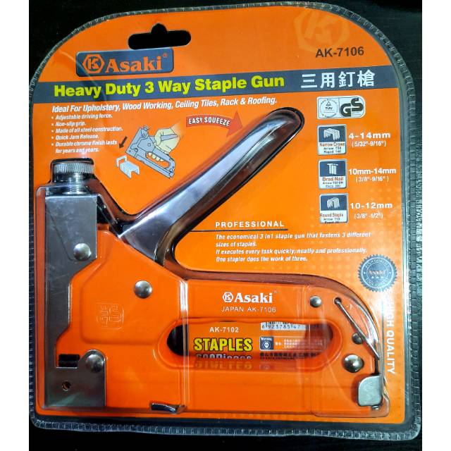 

Heavy Duty 3 Way Staple Gun Asaki Japan