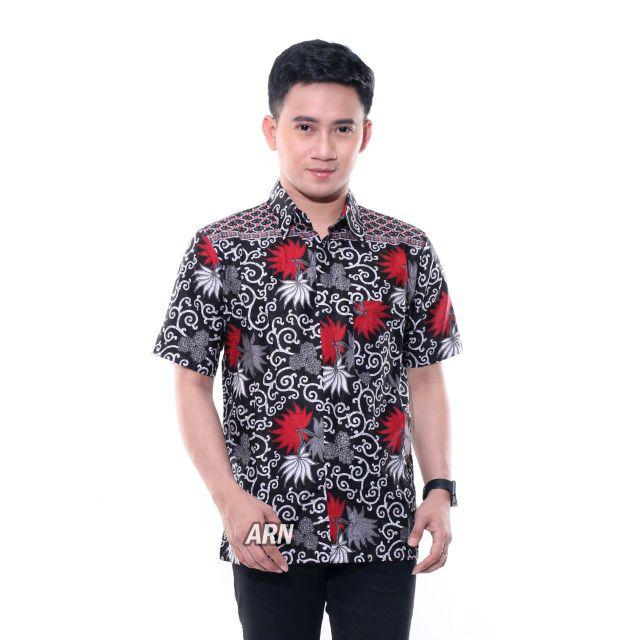 BATIK COUPLE KELUARGA sania ruffle ori ndoro jowi MOTIF KEMBANG LANGIT-Hem ayah