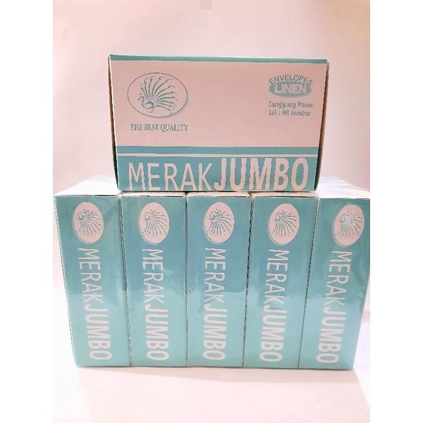 

AMPLOP TANGGUNG MERAK JUMBO ISI 90 (1SLOP ISI 5 PAK)