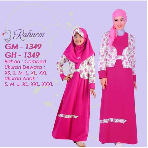 Rahnem Diskon s/d 30% - Gamis GM 1349 & Couple Sarimbit Pasangan Ibu Anak