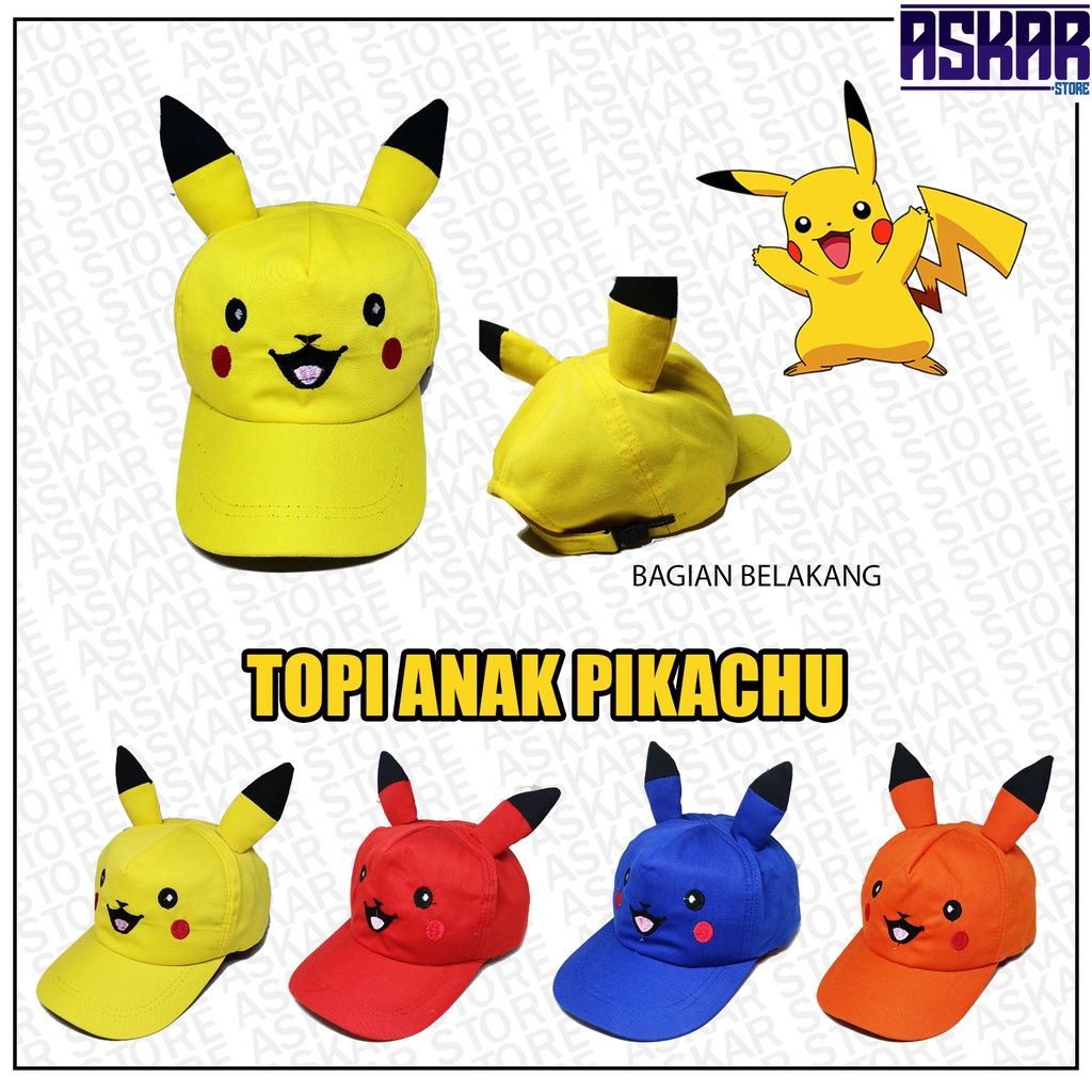 Topi anak laki laki perempuan usia 2-10 tahun topi baseball karakter pikachu lucu