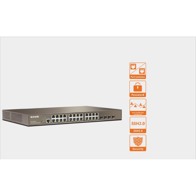 Tenda TEG3224P Switch 24 Port 10/100/1000Mbps with 4 Shared SFP PoE