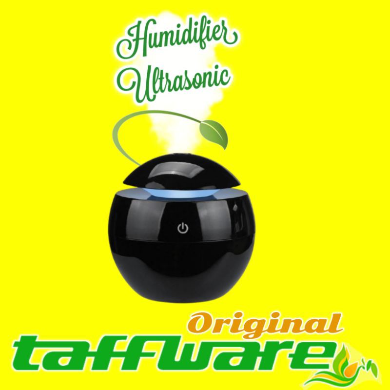 Air Humidifier Diffuser Aromatherapy Aromaterapi Disfuser Taffware Pelembab Pewangi Ruangan 130ml-Hitam No Oil