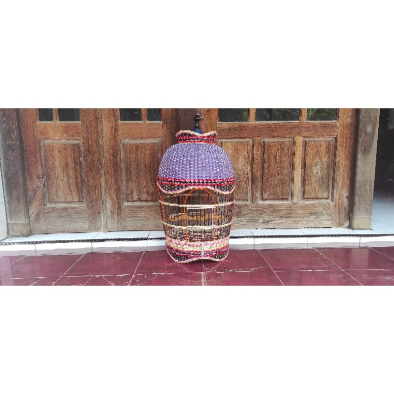 sangkar perkutut rotan mataraman warna ungu