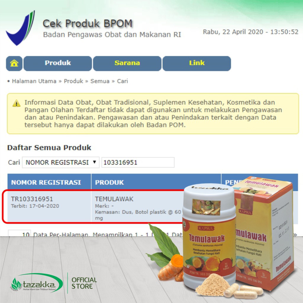 Herbal Magh Kapsul Temulawak Tazakka isi 60 kapsul ORIGINAL BPOM