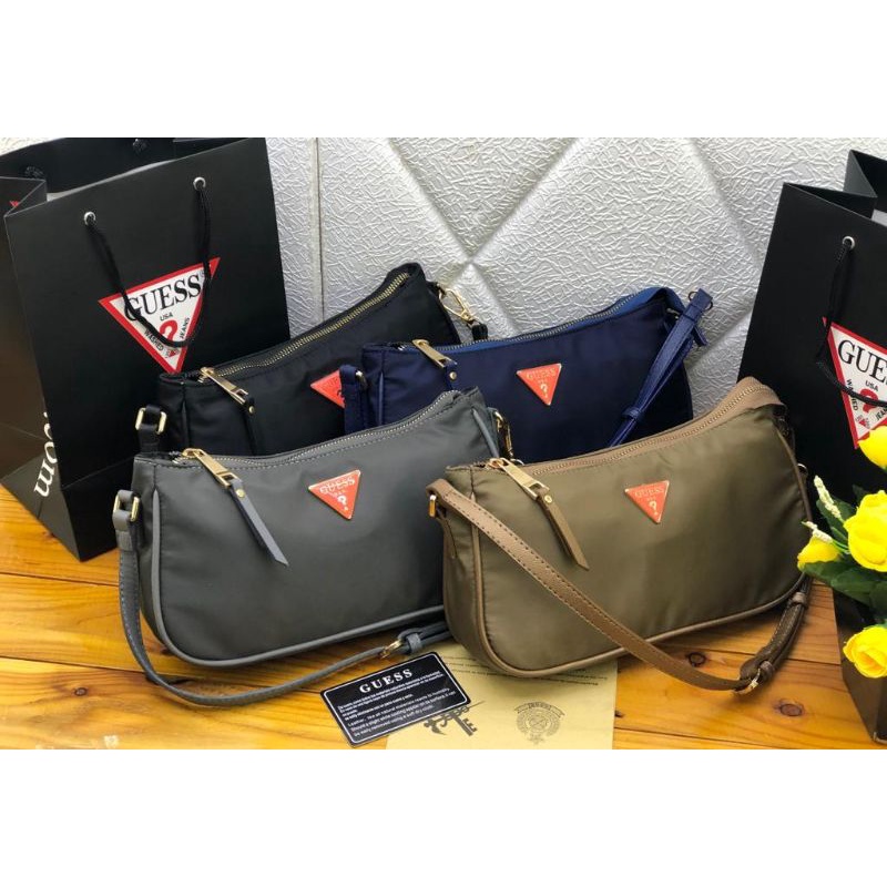 Jual Tas Guess Paris Shoulder / SlingBag Guess / Tas Guess Nylon FREE