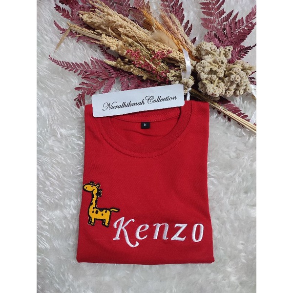 Kaos Anak Tangan Pendek Motif Jerapah Unisex GRATIS Custom Bordir Nama Request