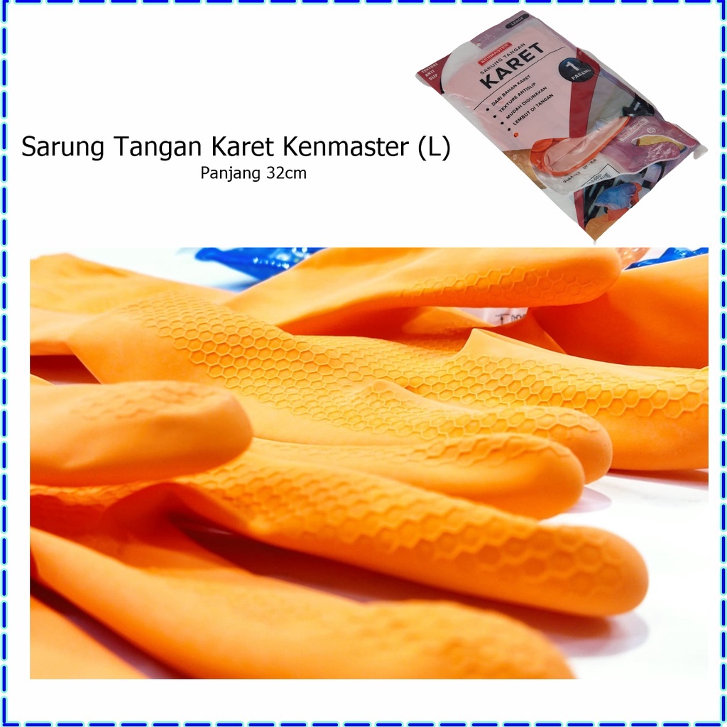 Sarung Tangan Karet Anti Slip Orange Kenmaster (L)