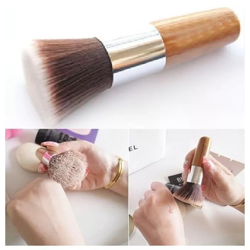 [COD] 11pcs Kabuki Wooden Brush | Kuas Make Up Gagang Kayu Bulu Super Lembut dengan Pouch Lucu