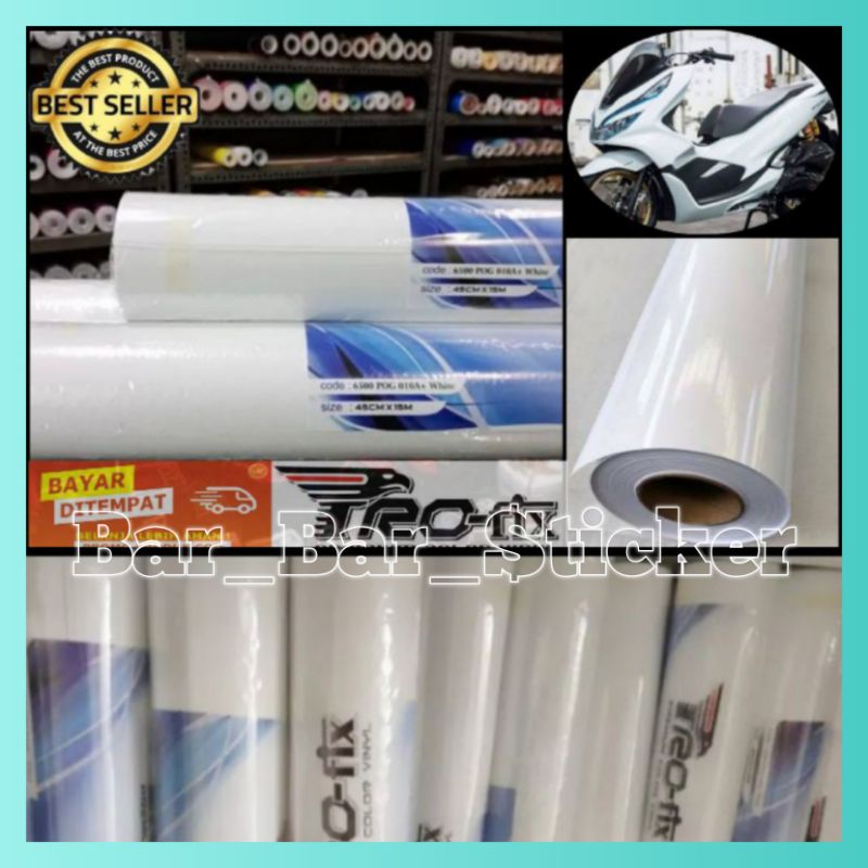 Sticker skotlet putih glossy doff merk Profix untuk motor Lebar 45 CM