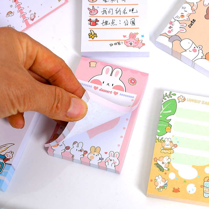 Magic789 Cute Cartoon Rabbit Short Sticky Note Message Paper Self-Stick Memo Pads for School Office