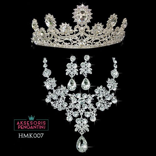 Paket Aksesoris Royal Wedding l Perhiasan Kalung Anting Pengantin - HMK007