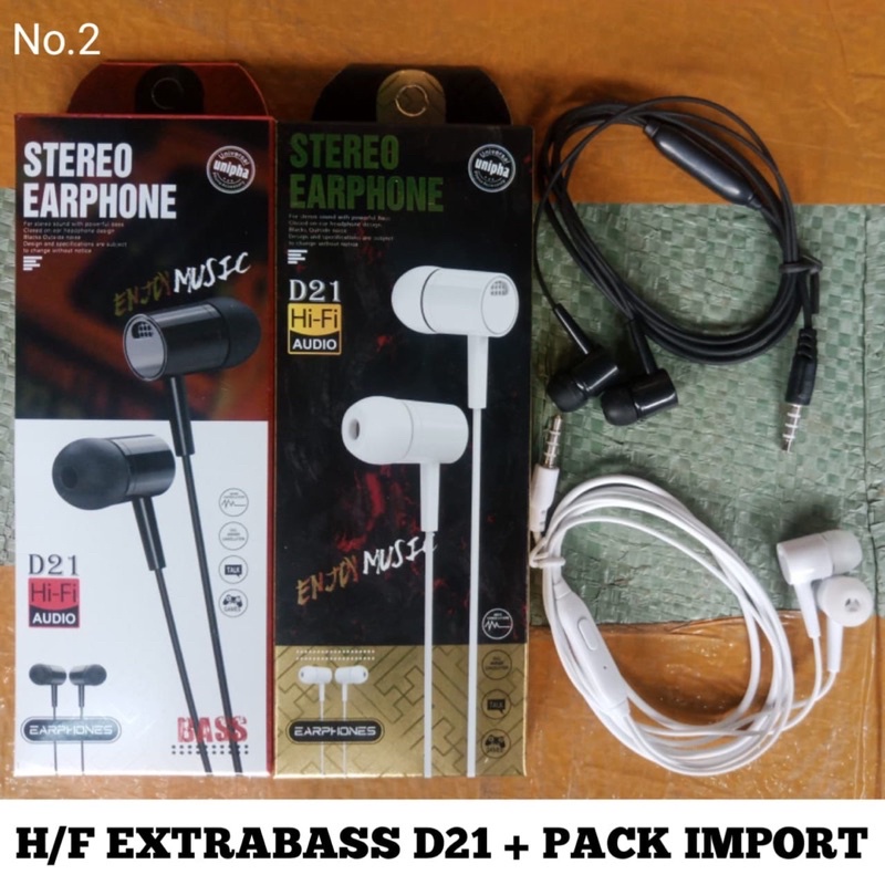 BOS - HF L29 / D21 | HANDSFREE HENSET EARPHONE L-29 / D-21 UNIVERSAL JACK 3.5MM GROSIR