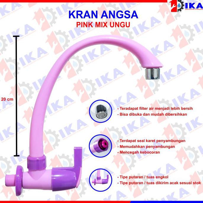 Cuci Gudang Awal Tahun Kran air leher angsa cuci piring engkol pvc plastik warna murah bagus - PINK