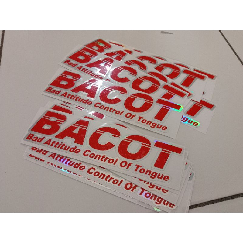 

sticker cutting bacot warna hologram merah