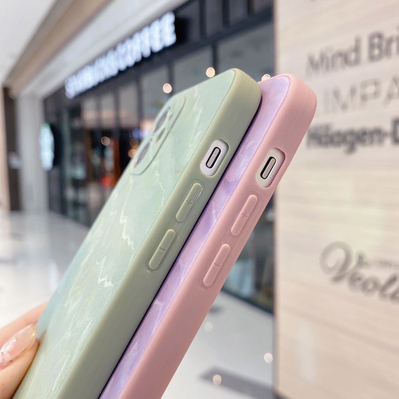 Purple & Green Marble Pattern Soft Case OPPO A57 A39 F1S F5 Youth A83 F11 F9 A52 A92 A92S A9 A5 A31 2020 A53 A33 A3S A7 A5S A12 K3 K5 Realme C1 X XT F1 Plus A11K A91 Reno 3 5 Reno4 F A15 A35 A15S A54 A74 A93 A16-5