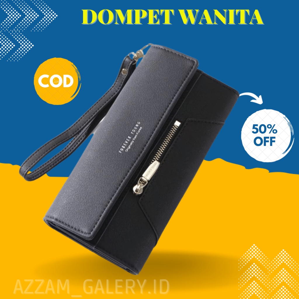 Dompet kondangan wanita Cewek Perempuan Import Impor Hitam Polos Tipis Kecil Panjang Mini Love Lipat