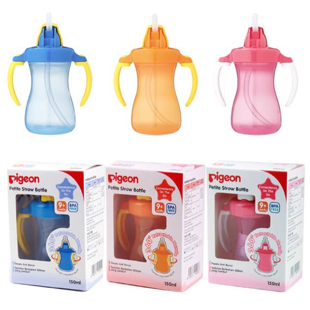 Pigeon Petite Straw Bottle - 150ML - Botol / Gelas Minum Bayi Sedotan