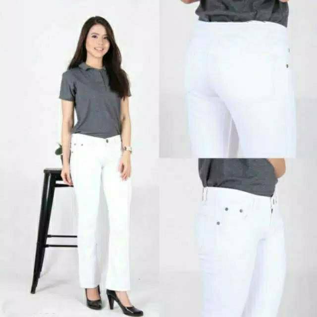 Celana jeans cutbray putih wanita