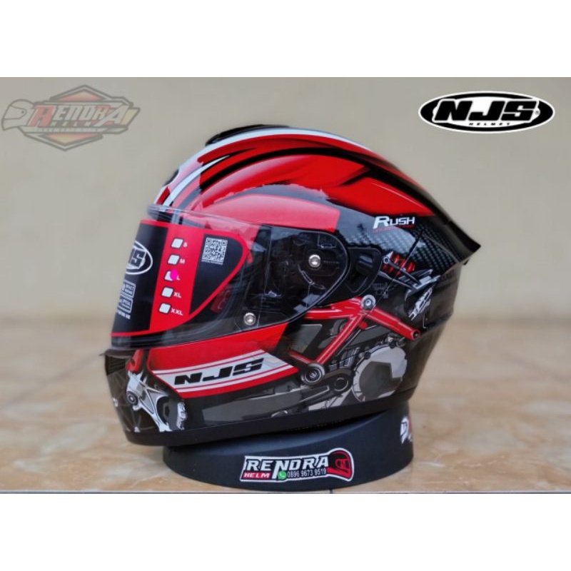 Helm NJS Zx1 Motif/ Poloss. NJS ZX- 1R Solid White. Original 100% ( Ogkir Termurah 2kg )-2