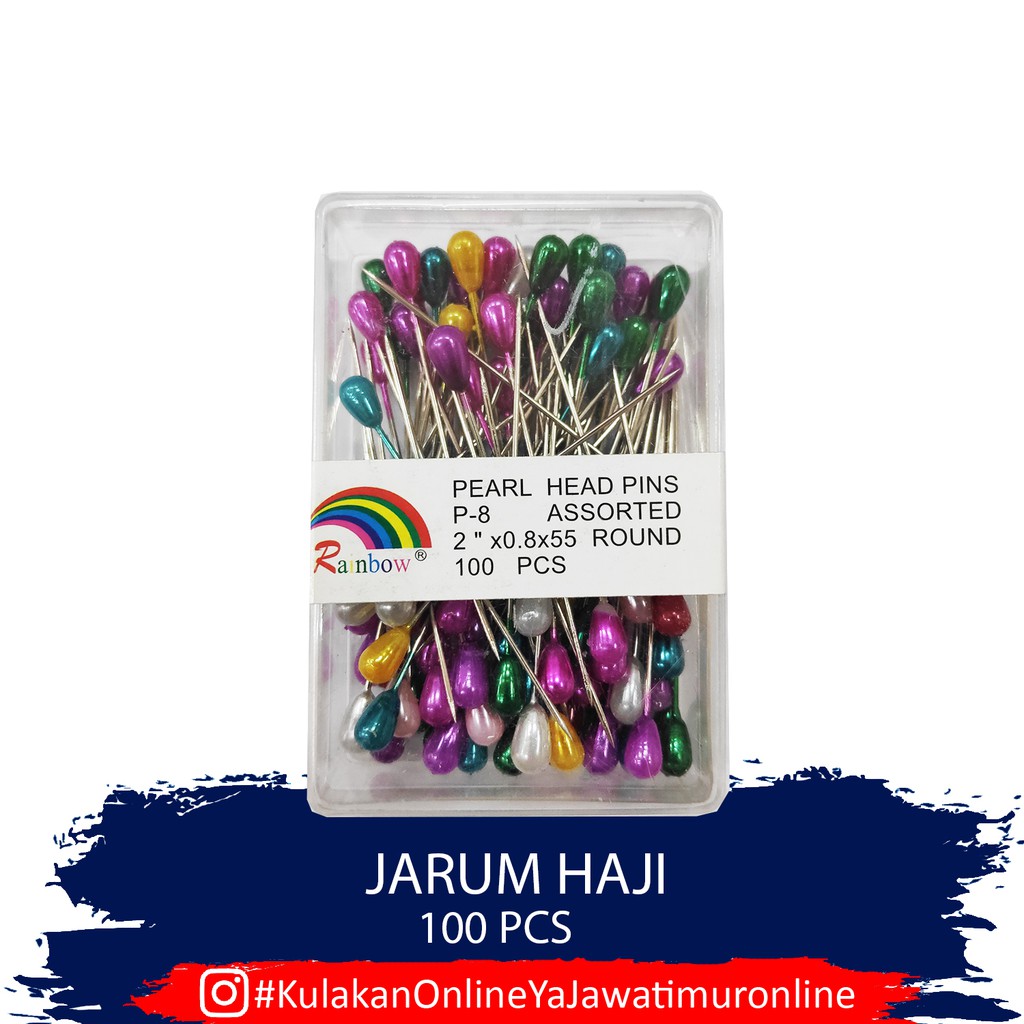 Jarum Pentul Haji dus Mika isi 100 - Jarum Haji Rainbow - Jarum Besar