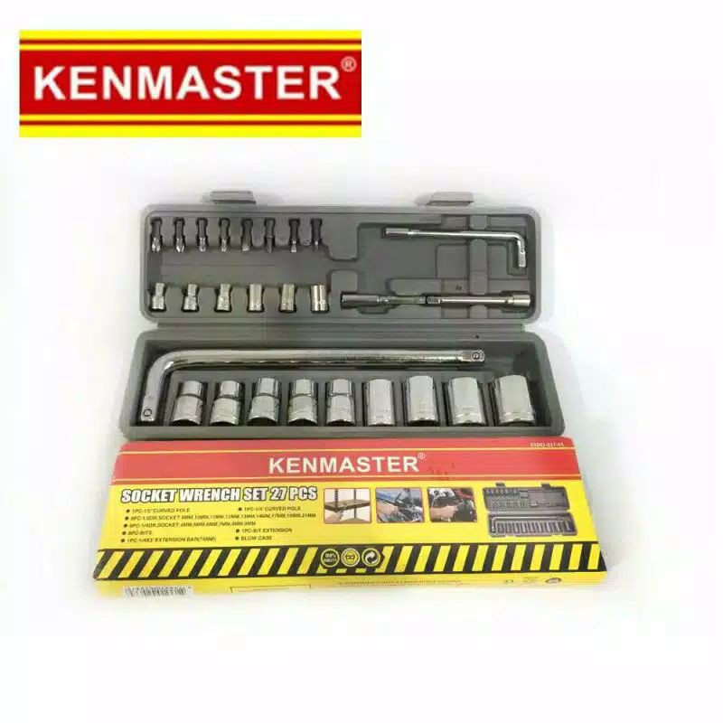 Kenmaster  , 27 PCS  ,  Kunci Sock Set  ,  Socket Wrench Set Kunci Sok