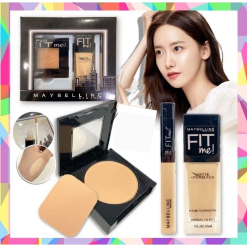 Perbox Maybelline Fit Me 3in1 Foundation Concealer Bedak Basah