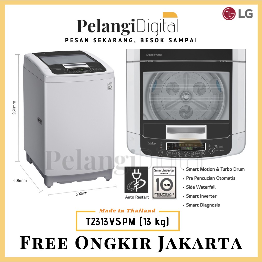 LG Mesin Cuci Top Loading Smart Inverter 13 KG - T2313VSPM