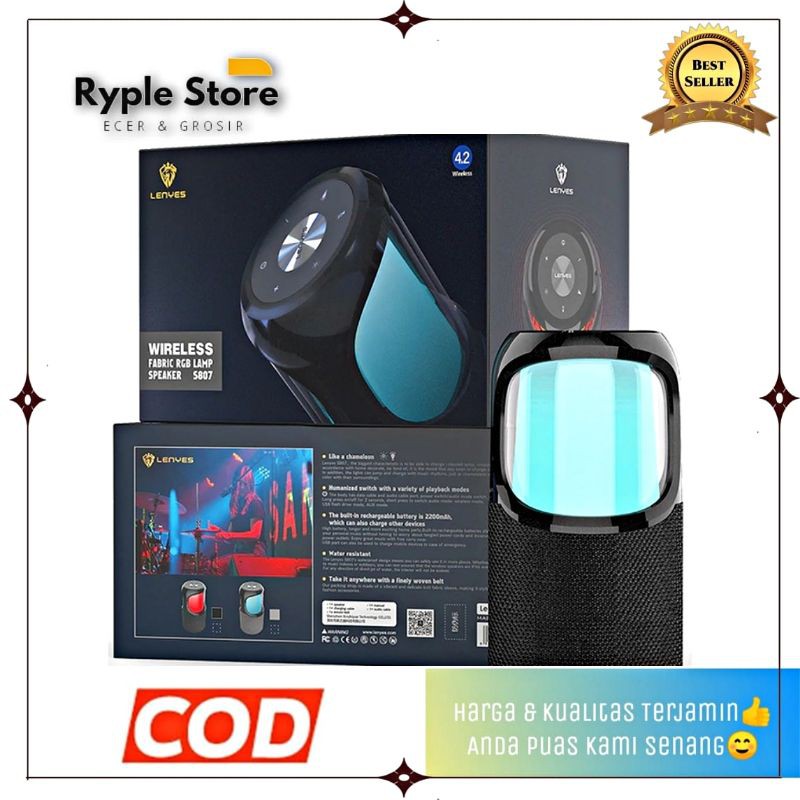 LENYES S807 Speaker RGB LED Waterproof ipx6 Wireless Bluetooth Hi-Fi Portable Stereo