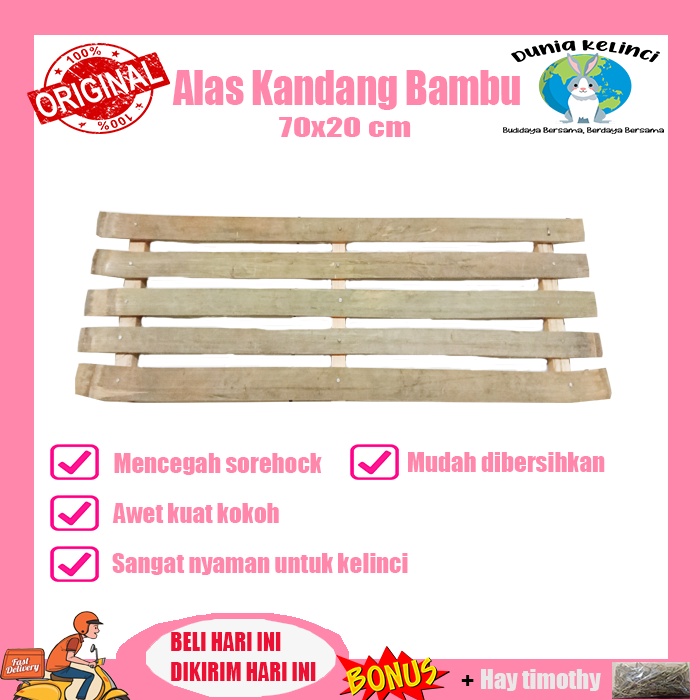 FOOTREST ALAS KANDANG BAMBU 70X20 cm Kelinci Kucing Cegah Sorehock