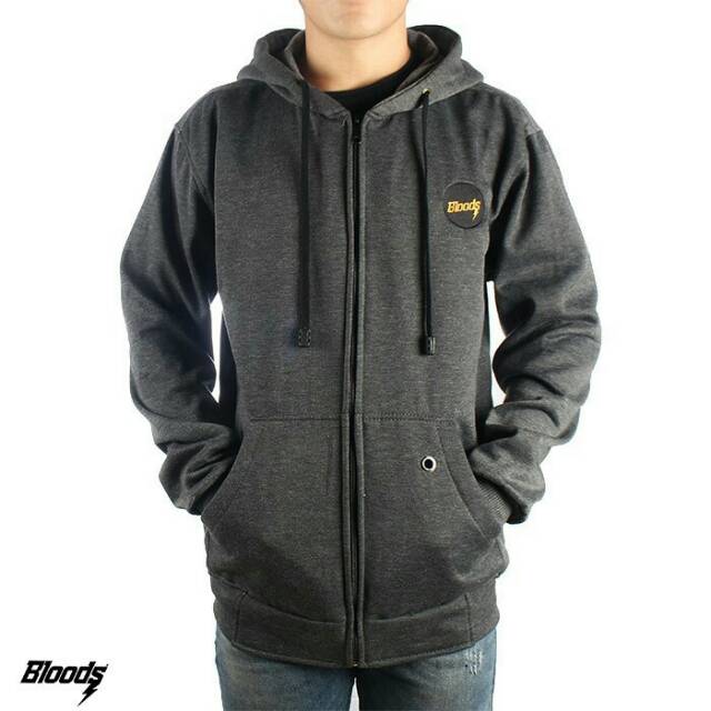 jaket zipper hoodie bloods grey
