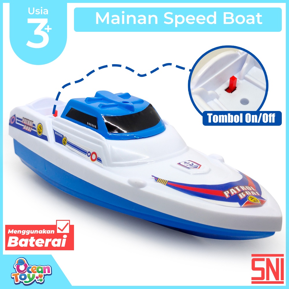 MAINAN PERAHU BOAT PATROLI BATERAI MAINAN ANAK KAPAL BATRE OCT5327