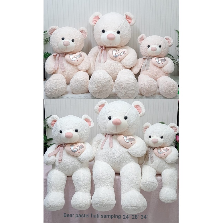 Boneka Tedd Bear Fastel Hati Samping 88cm/boneka beruang jumbo/boneka kado ultah/boneka teddy