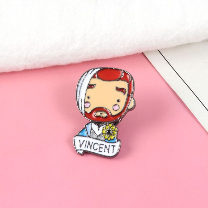 Siy Bros Pin Desain Figure Rock Vincent Human Us Terkenal Untuk Dekorasi Tas Ransel / Jaket / Pakaian