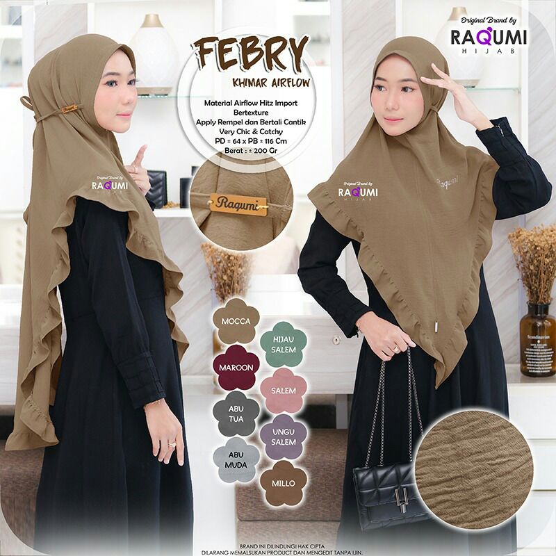 Hijab Khimar Instant Terbaru Febry Original Raqumi