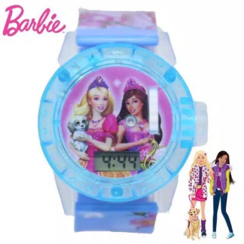 Jam tangan anak Barbie ada Proyektor LED plus musik melody