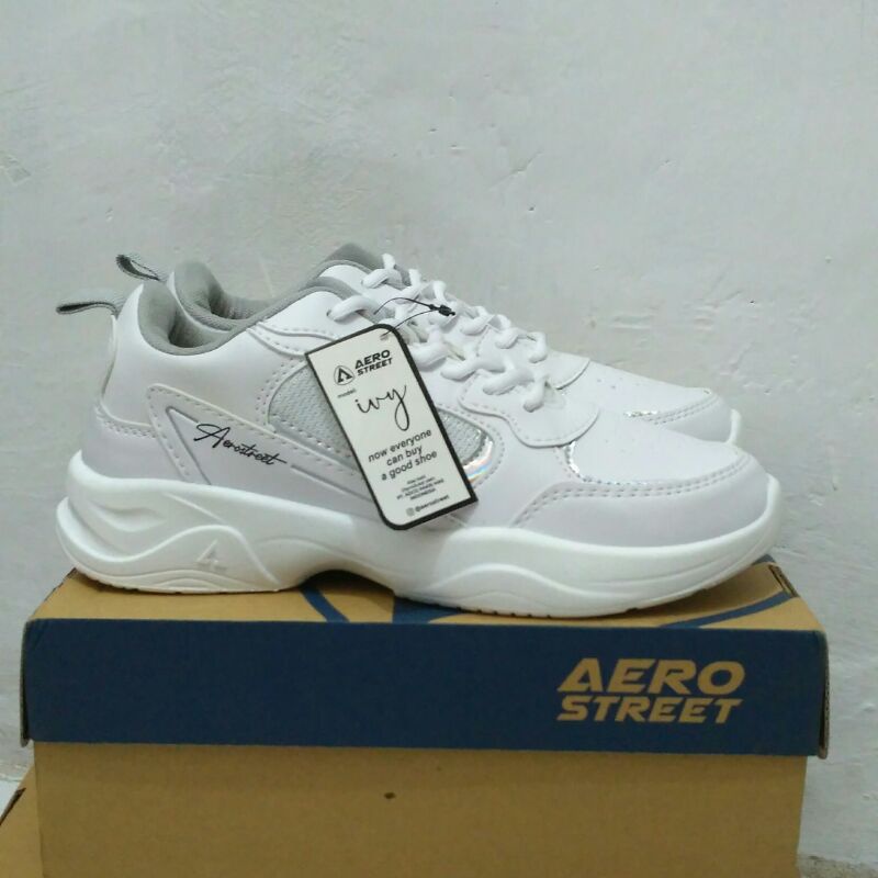 Sepatu Sneakers Putih Sport Casual Wanita Aerostreet Ivy White Size 38-40