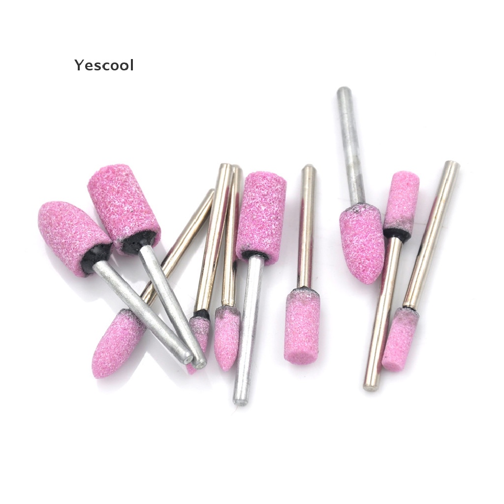 Yescool 10pcs Roda Gerinda Bahan Batu Abrasif Warna Pink