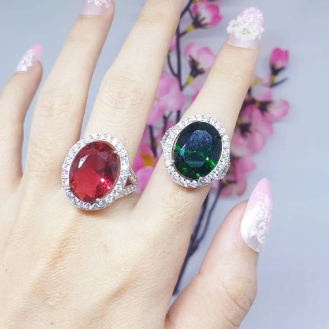 Cincin mewah silver asli dilapisi dengan mas putih