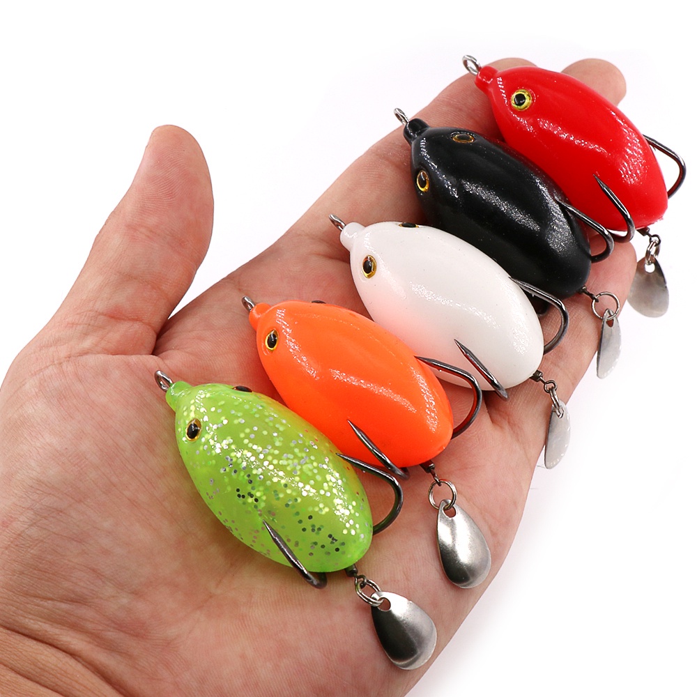 Umpan Pancing Katak 6cm/13g Soft Frog Fishing Lure Mini Soft Lure Double Hooks Top Water Ray Frog Artificial Bait