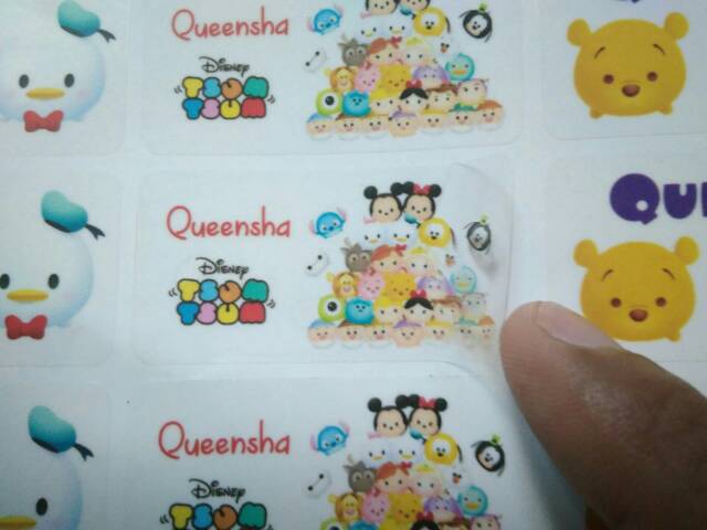 Stiker nama waterproof bahan transparan / bening