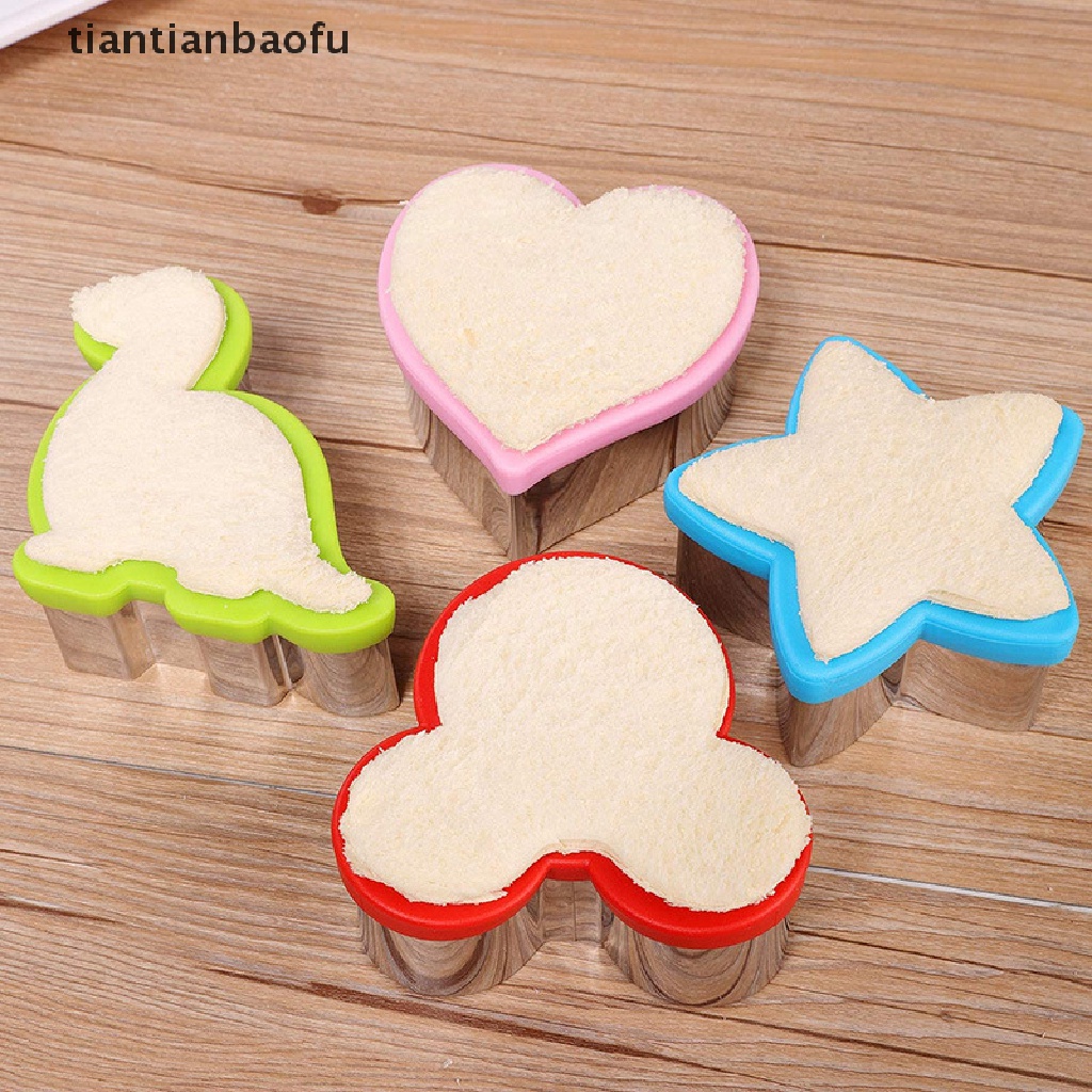 1 Pc Cetakan Pemotong Sandwich / Kue Kering / Biskuit Bentuk Hewan Dinosaurus Butterfly Hati Bahan Stainless Steel Untuk Anak