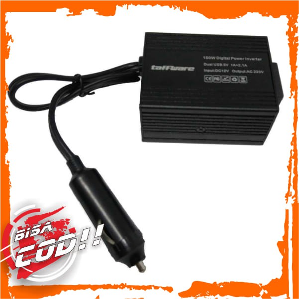Taffware Power Inverter Mobil dengan 2 USB Port 150W 220V - PI-150W
