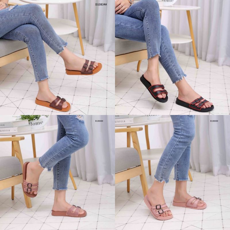 Fttilop Two Strap Slides Sandal Selop Sendal Wanita Murah Karet Empuk - 2030-3